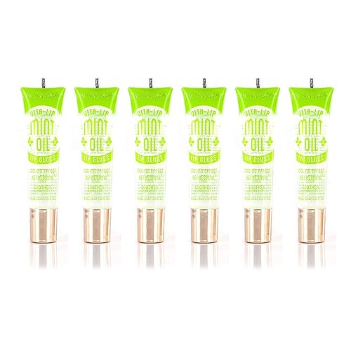 Ruby Kisses Broadway Vita-Lip Clear Lip Gloss (Mint Oil 6 Pack), Ultra-Hydrating & Soothing Formula with Vitamin Oils, High-Shine Non-Sticky Finish