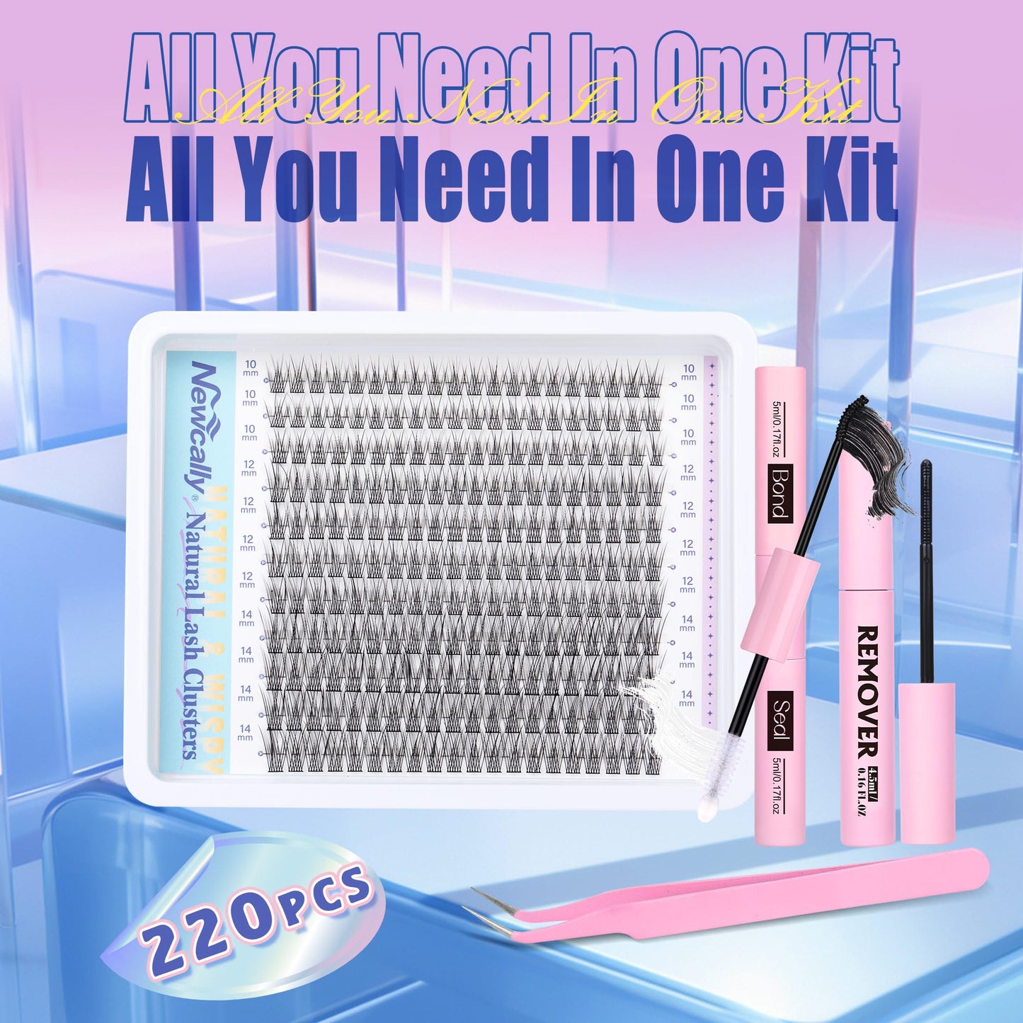 Natural Lash Extension Kit Cluster Lashes Kit Cluster Eyelash Extension Kit 220Pcs C-curly DIY Eyelash Extension Kit Short 10-14MM Individual Lashes Beauty and Personal Care Newcally