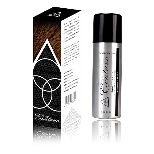 Trio Couture Hair Root Touch Up - Gray Concealer Spray, 2 oz (Medium Brown)