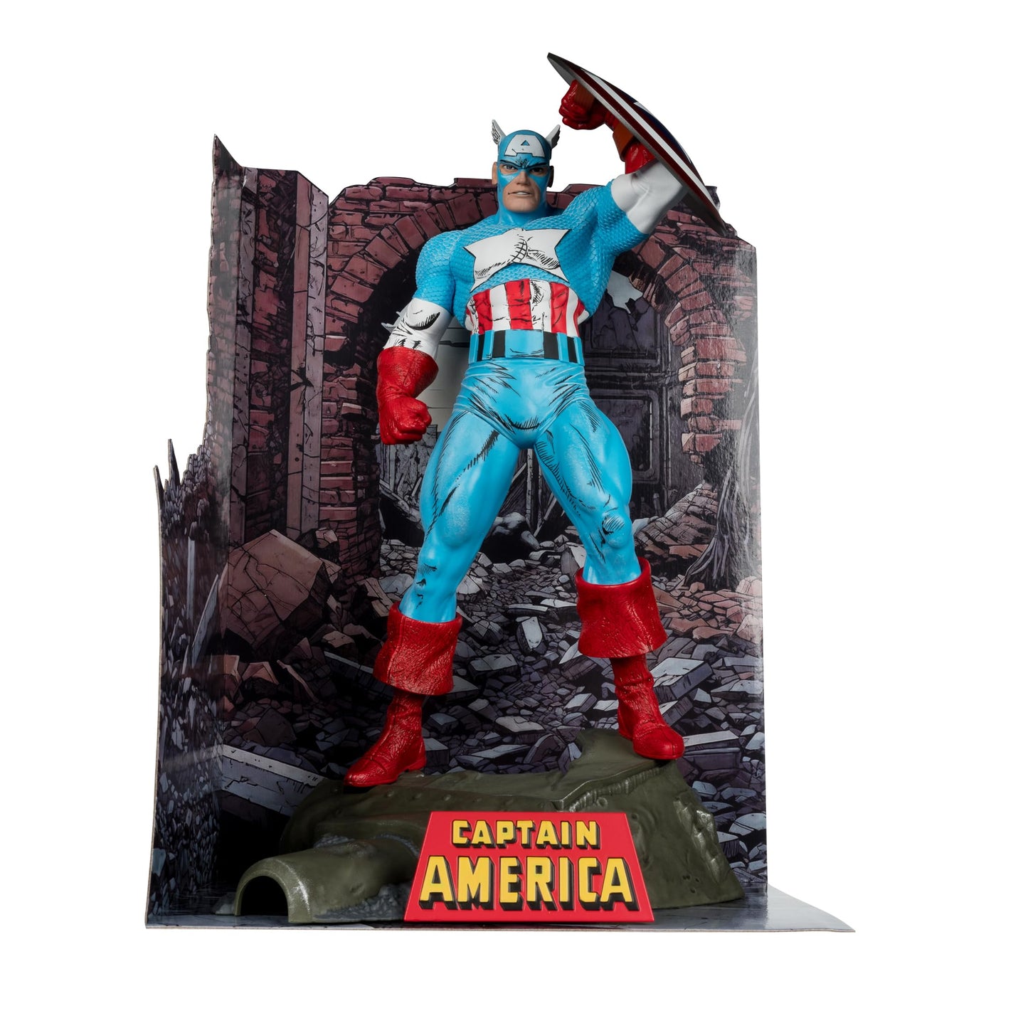 McFarlane Toys - Marvel Captain America 1:6th Scale Posed Figure with Scene & Comic (The Amazing Spider-Man #323)
