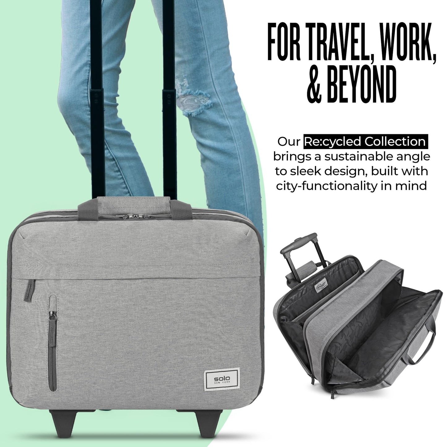 Solo New York Underseat Rolling Catalog Case - Roller Laptop Bag with Wheels, Wheeled Briefcase for Women & Men, Carry On Size for Travel, Fits 15.6"