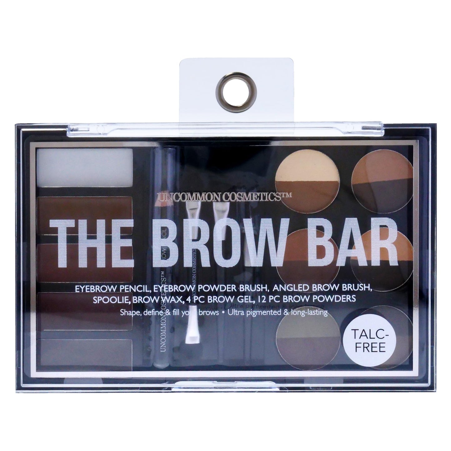 Uncommon Cosmetics The Brow Bar - All-in-One Kit with Variety of Ultra-Pigmented Shades - Eyebrow Gel, Brow Wax and 16 Brow Powders - 21 Pc Gift Set
