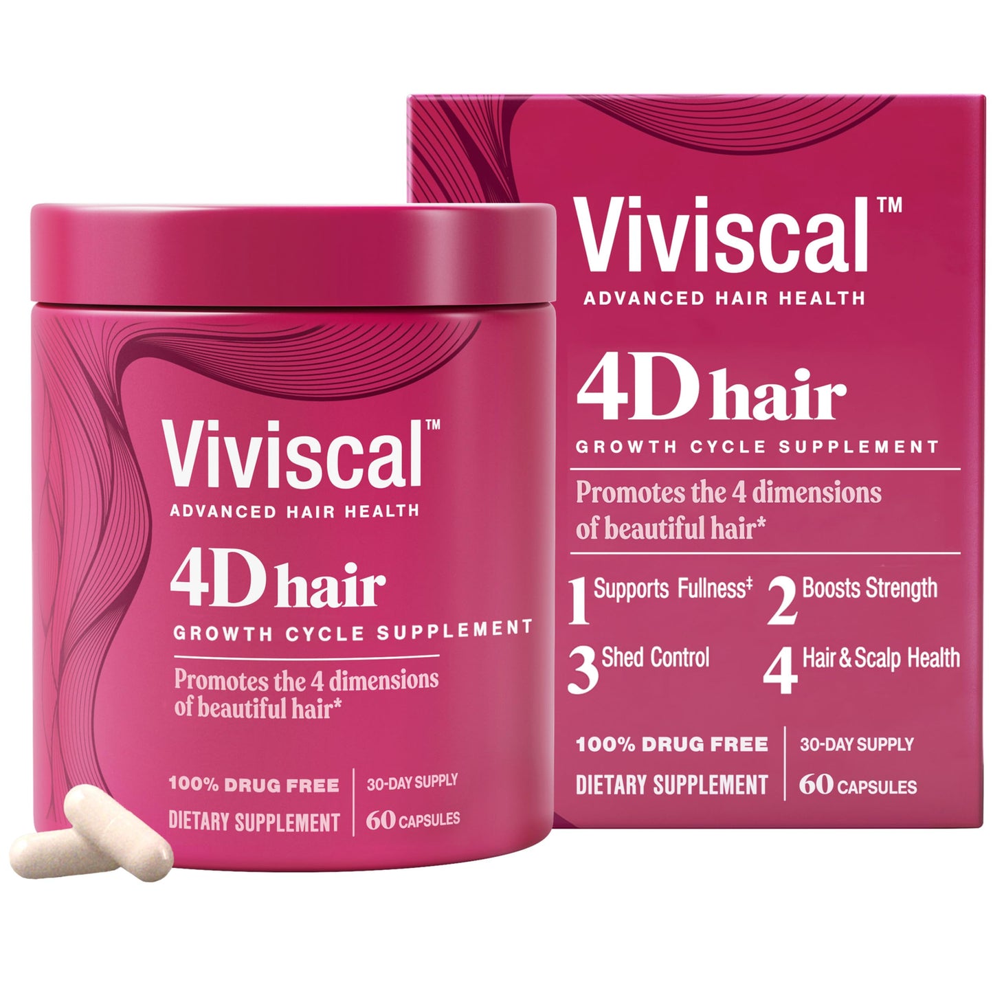 Viviscal 4D Hair Growth Cycle Supplements for Women for Full, Strong, and Healthy Hair; Made with Keratin, Vitamin A, Biotin, Zinc, 30 Day Supply, 60 Beauty and Personal Care Viviscal