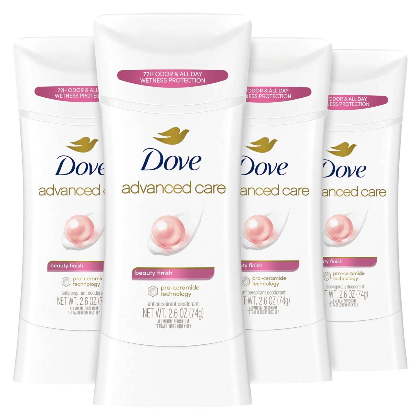 Dove Advanced Care Antiperspirant Deodorant Stick Beauty Finish 4 Count for helping your skin barrier repair after shaving 2.6 oz Beauty and Personal Care Dove