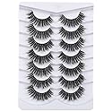 Mebver 8D Fluffy Lashes False Eyelashes Wispy Faux Mink Lashes Light Weight Fake Eyelashes Cat Eye Lashes 7 Pairs Pack