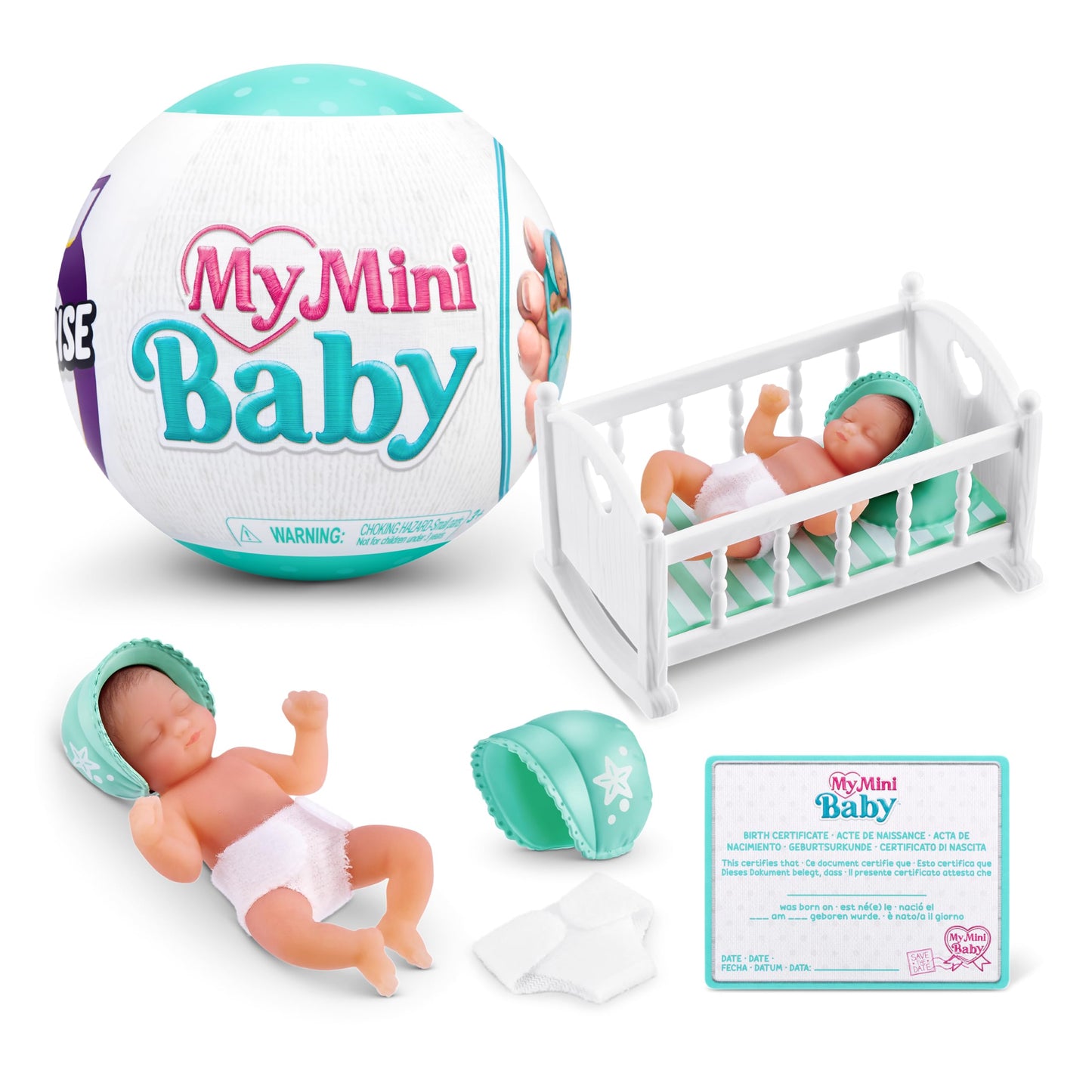 5 Surprise My Mini Baby Series 1 by ZURU, Collectible Mystery Capsule, Toy for Girls, Realistic Miniature Baby, Playset and Accessories