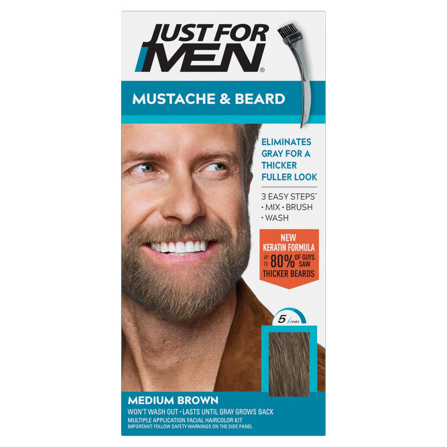JUST FOR MEN Color Gel Mustache & Beard M-35 Medium Brown 1 ea