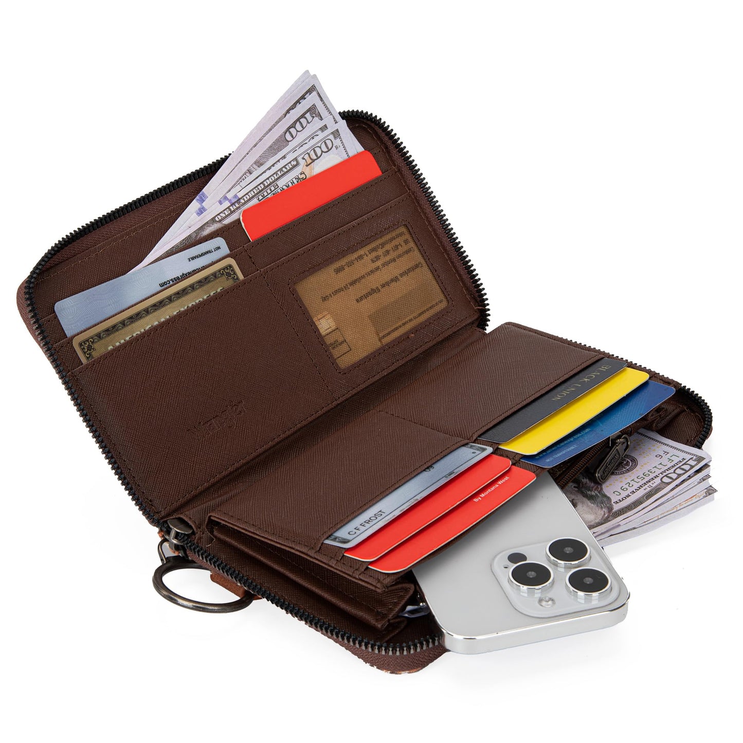 Wrangler Western Wallet Purse for Women with Aztec Southwestern Wristlet Strap Boho Women Purse Bi-fold Wallet CY-WG2202-W006CF