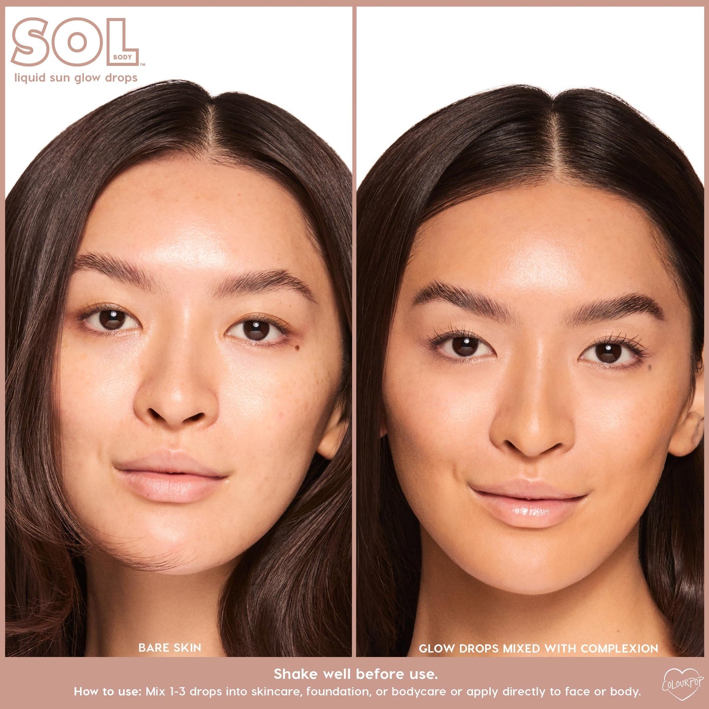 ColourPop Sol Liquid Sun Glow Drops - Buildable Face & Body Bronzer Drops - Glowy Summer Makeup Enriched with Niacinamide & Peptides for Radiant