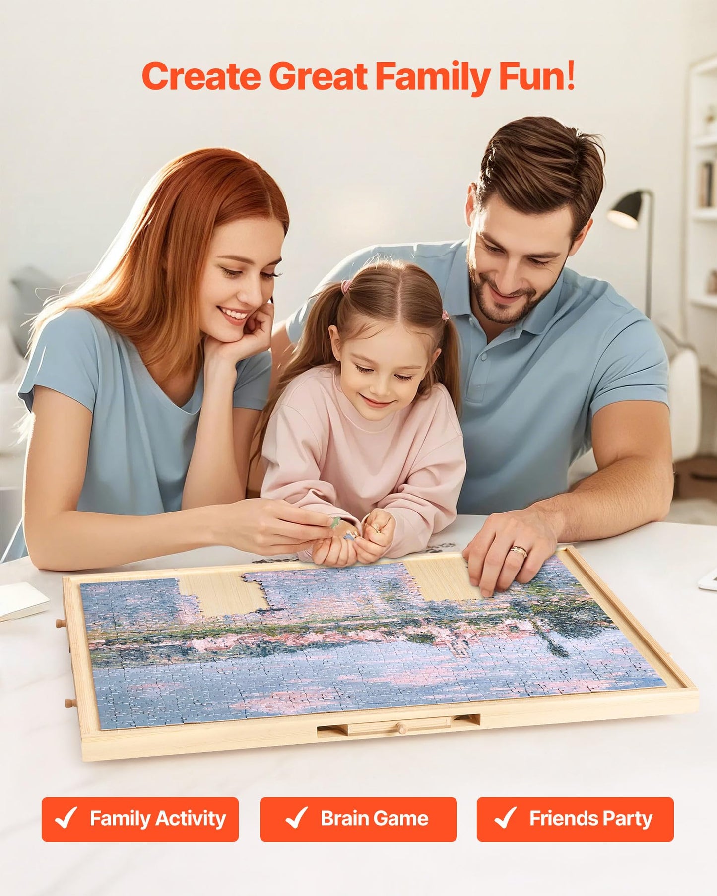 VEVOR 1000 Piece Rotating Puzzle Board – 29x21" Wooden Table with 5 Drawers & Cover, Portable Jigsaw Organizer & Storage Gift for Adults