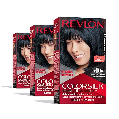 Revlon Colorsilk Beautiful Color Permanent Hair Color, (OLD VERSION) 12 Natural Blue Black (Pack of 3)