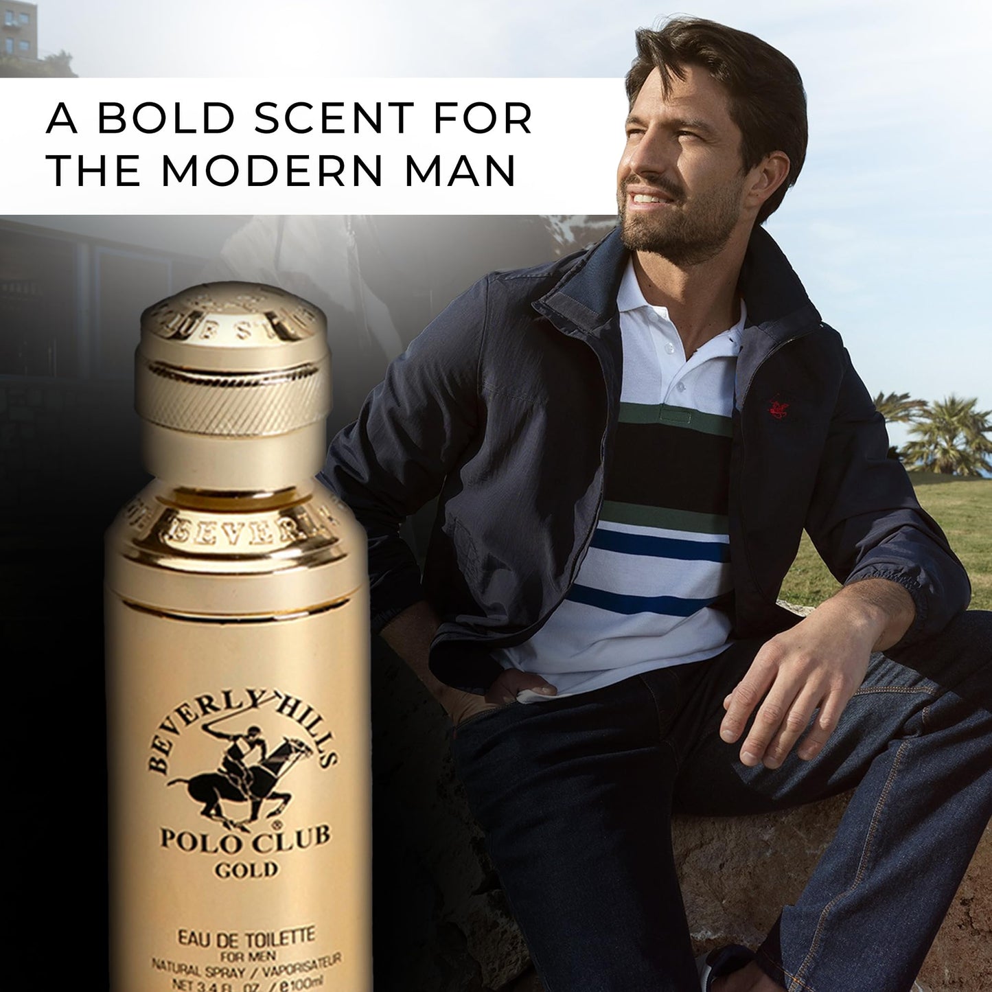 Beverly Hills Polo Club GOLD - Cologne for Men with Notes of Sandalwood, Leather & Patchouli - Classic & Sexy Fragrance Scent