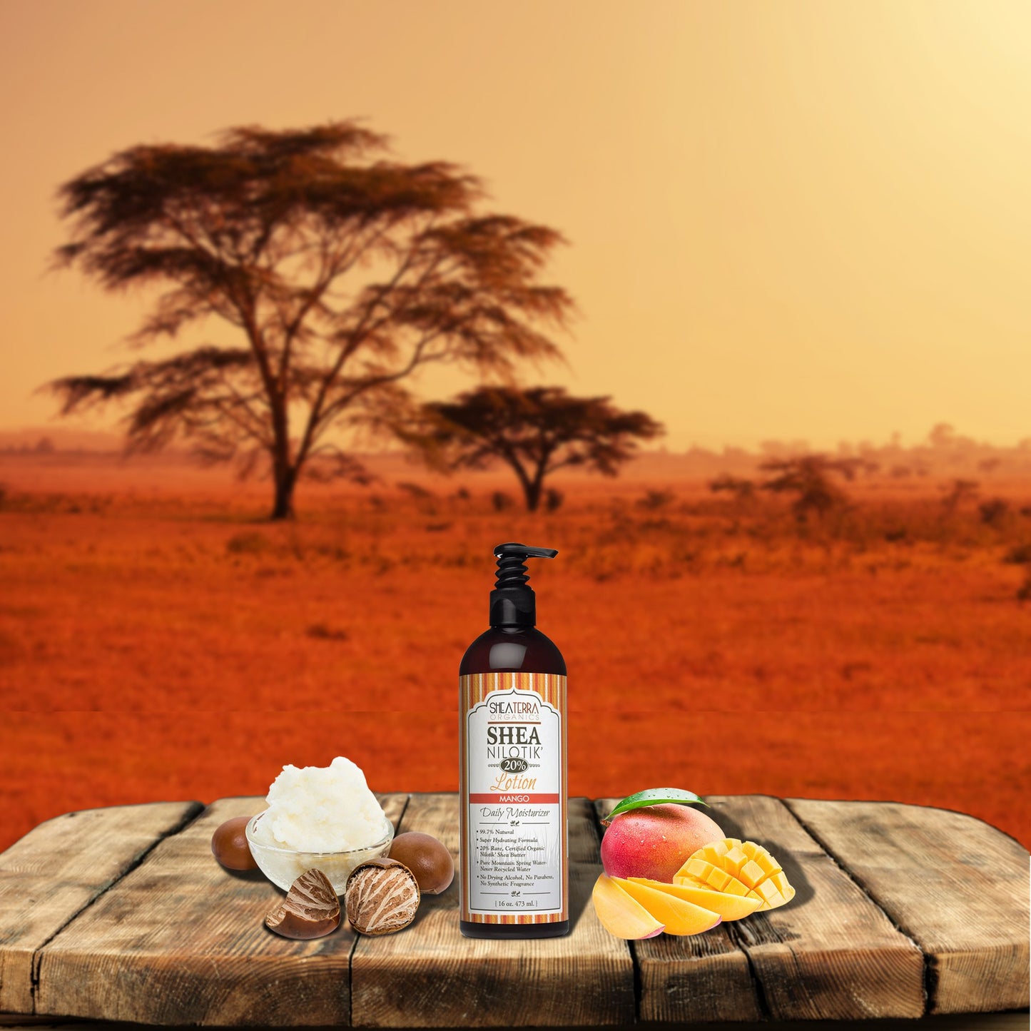 Shea Terra Organics Nilotik’ Shea Butter Ultra-Rich Lotion - Mango | Natural Daily Moisturizer High in Vitamins, Minerals & Fatty Acids