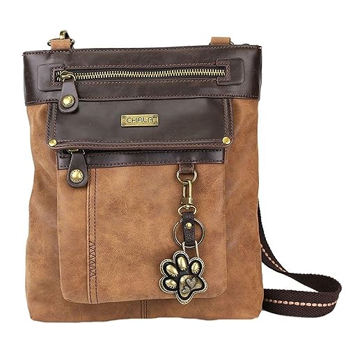 Chala Paw Print 3-in-1 Gemini Crossbody Handbag, Dog Lovers Gift (Brown)
