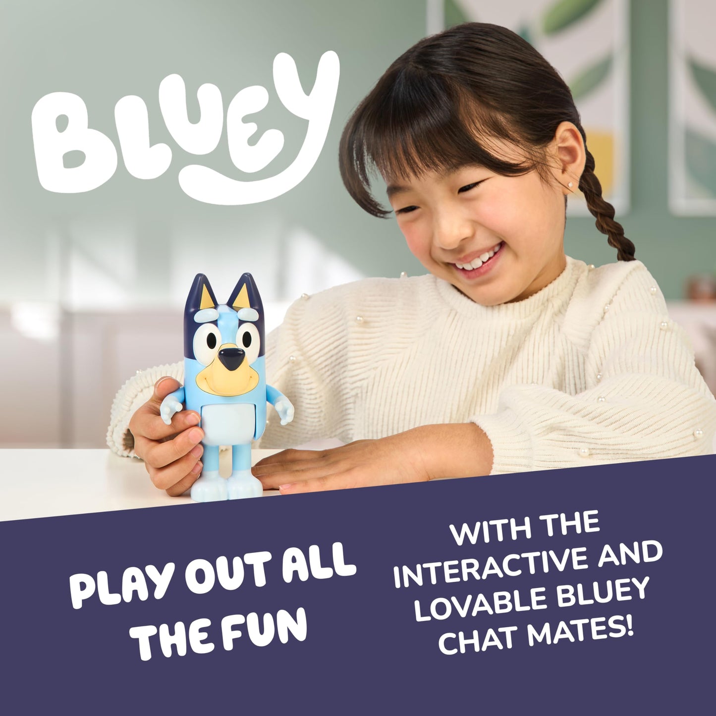 Bluey Talking Toy Chat Mates Playset, Articulated, Talking Kids Toy with 10 Iconic Phrases, Interactive Play Toys Figures Set for Kids, Ages 3+