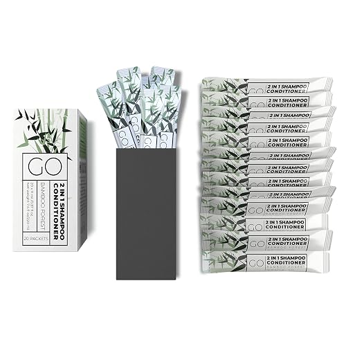 Travel Size Shampoo and Conditioner Set of 20 - 2 in 1 Single Use Travel Shampoo and Conditioner (Sulfate Free) - Hotel Amenities, Homeless Care Kit.