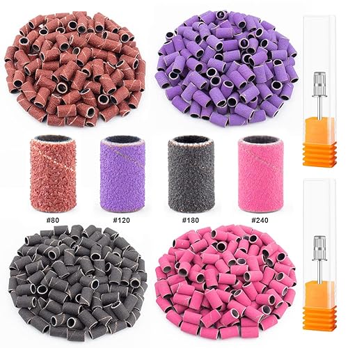 Rolybag Sanding Bands for Nail Drill Nail Sanding Bands Professional Sanding bit Nails 240 Pieces 4 Color Coarse Fine Grit Efile Sand Set