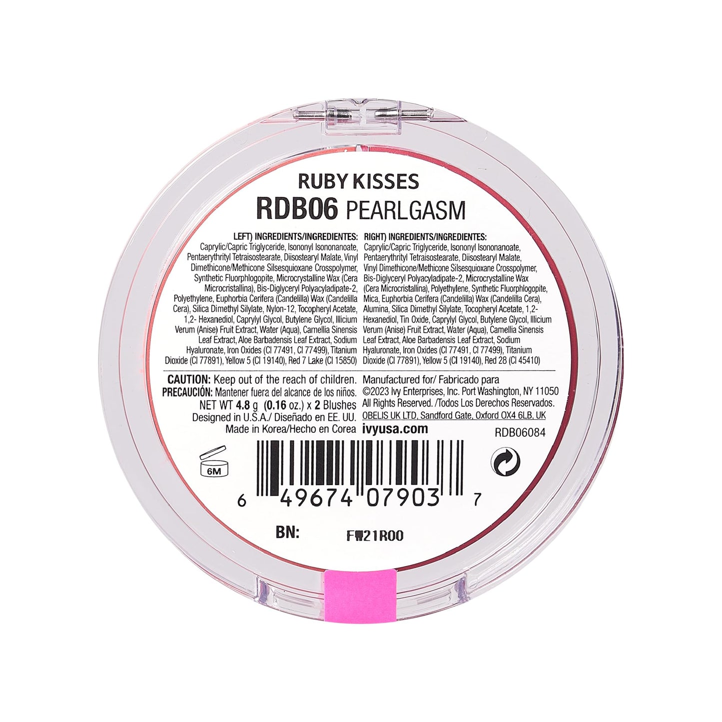 Ruby Kisses Duo Cream Blush, Smooth, Natural-Looking, Long-Lasting Face Makeup Blush for Cheeks, Lips, and Eyes, Buildable and Blendable, Infused