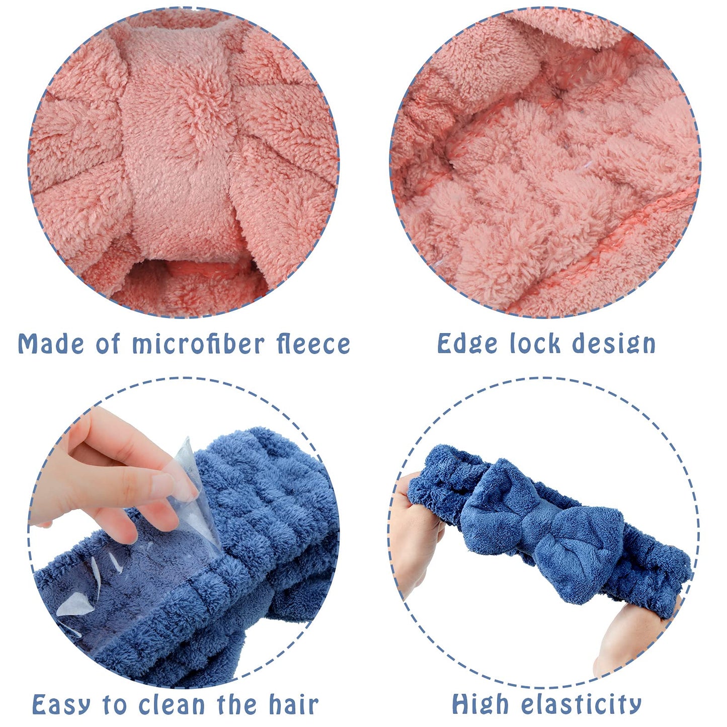 Hicarer 3 Pieces Towel Headbands for Women Makeup Spa Headband for Washing Face Shower