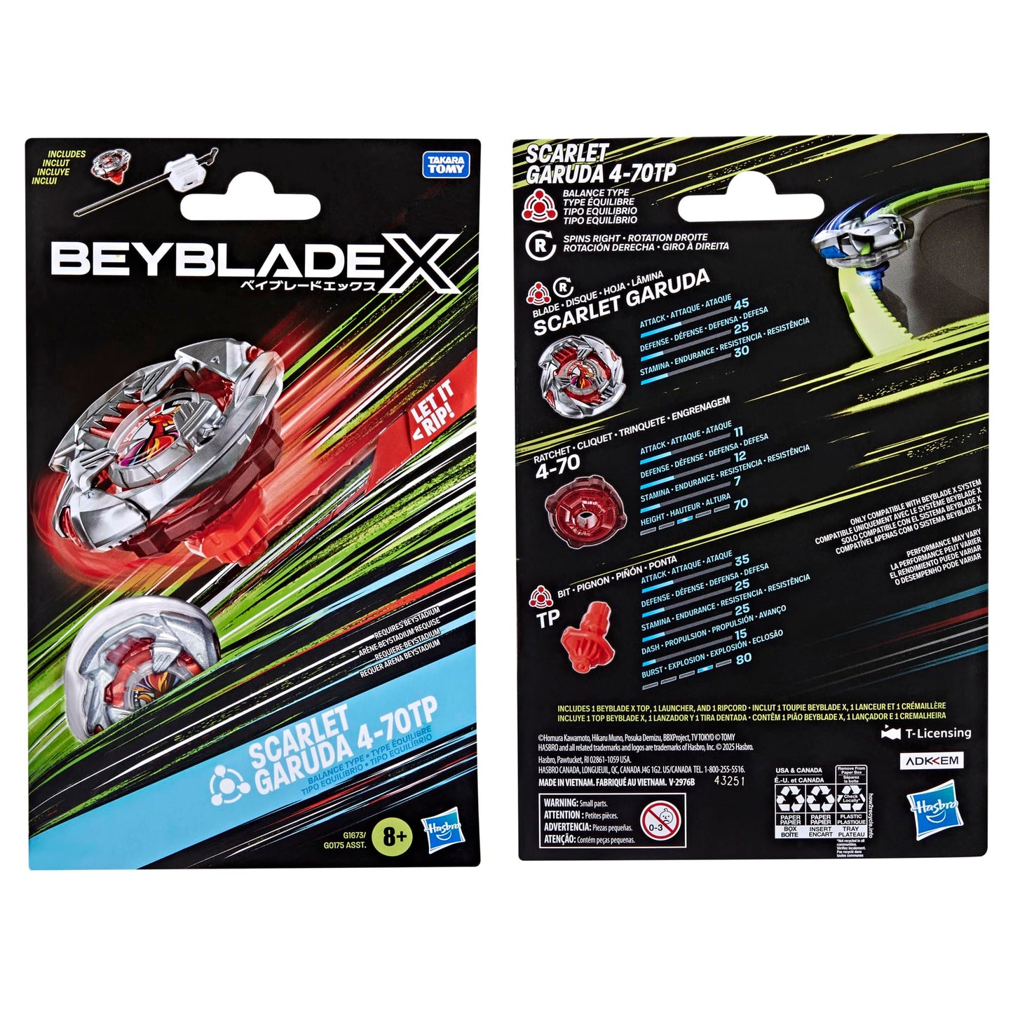 Beyblade X Scarlet Garuda 4-70TP BX Starter Pack Set with Balance Type Top and Launcher, Authentic Takara Tomy Battle Tops Games, Toys for Boys and…
