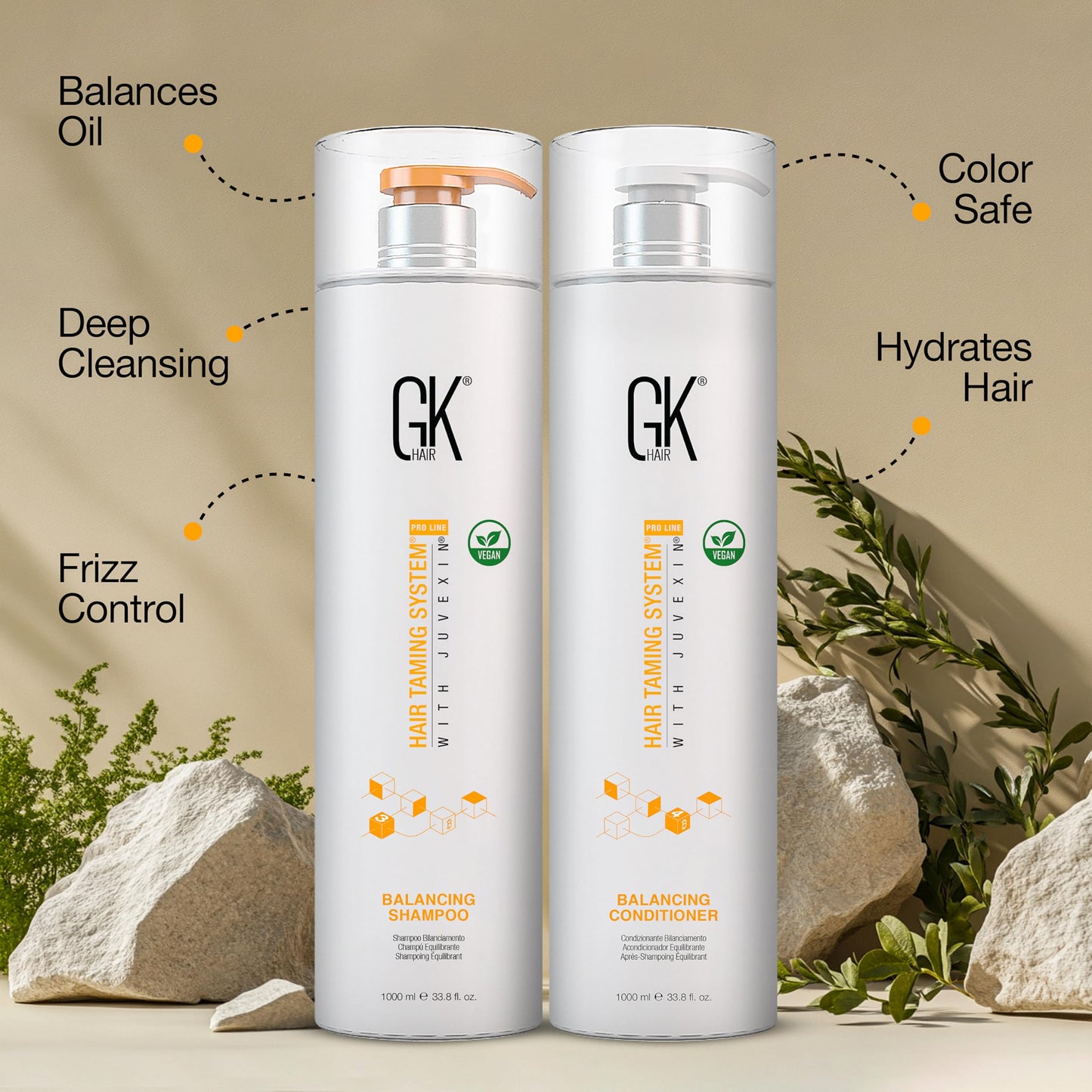 GK HAIR - Balancing Shampoo and Conditioner Set for Oily Hair, Clarifying & Refreshing Formula with Gentle Fragrance, Sulfate-Free, 72-Hour Freshness