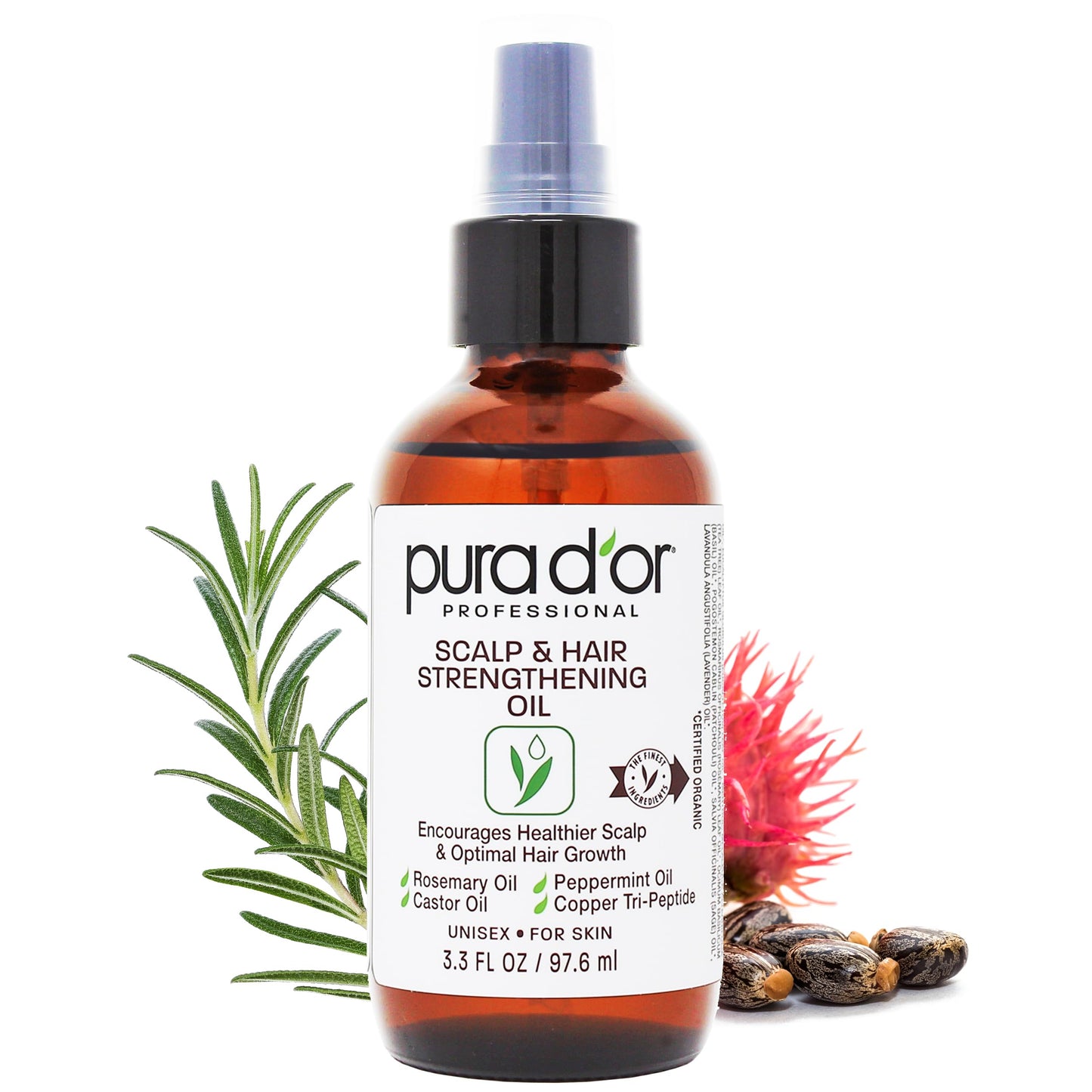 PURA D'OR Scalp & Hair Strengthening Oil Supports Optimal Growth, Reduce Breakage, Nourish Roots for Healthier, Fuller, Thicker Hair - Rosemary Beauty and Personal Care PURA D'OR Default Title