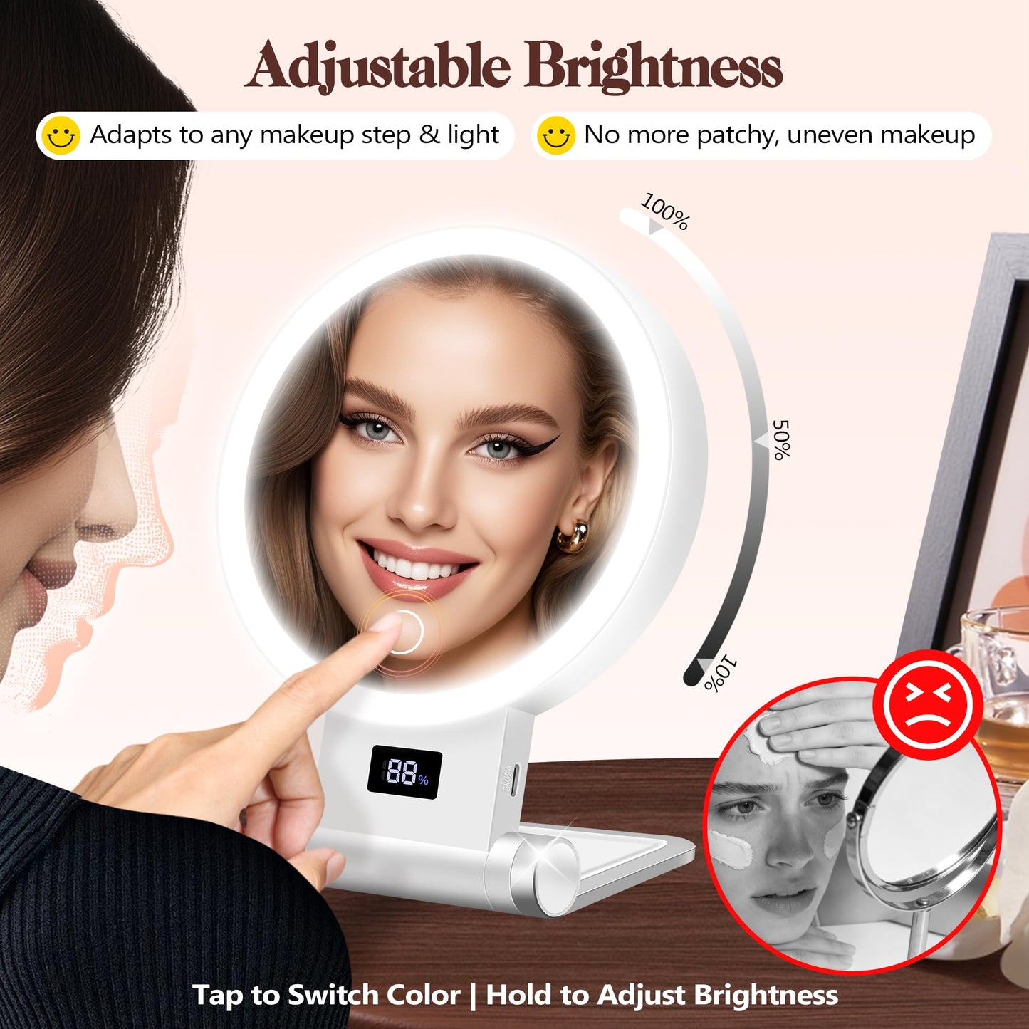B Beauty Planet Magnifying Mirror with Light 30X, 2000mAh 1X/ 30X Magnifying Makeup Mirror with Standable Base & Tweezers, 3 Color Modes Beauty and Personal Care B Beauty Planet