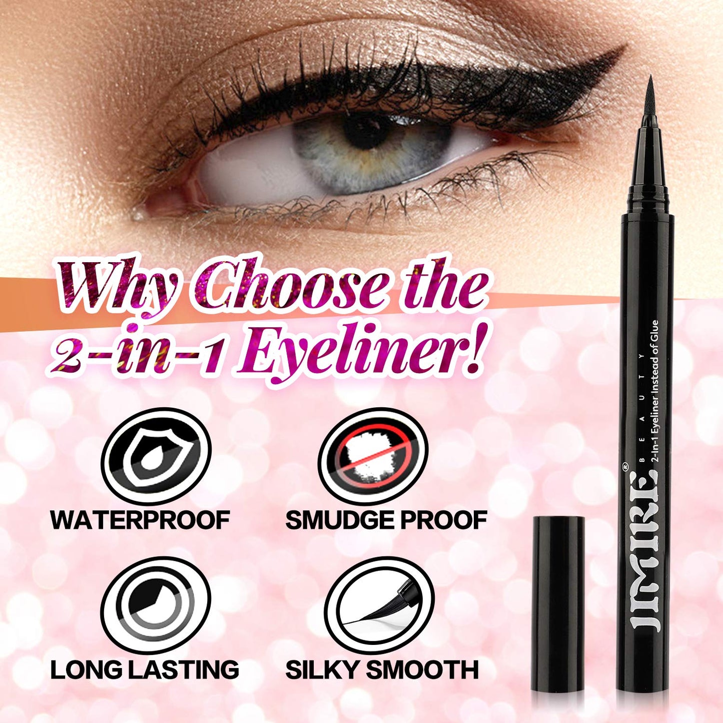 JIMIRE Eyelash Glue Clear | Secure Hold for False Eyelashes | Latex-Free Eyelash Adhesive with Chamomile Suitable for Sensitive Eyes