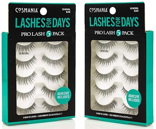 Cosmania Lashes for Days False Eyelashes (So Natural) - Easy to Apply, Natural Looking | Noticeably Fuller Looking Lashes | Adhesive Included |