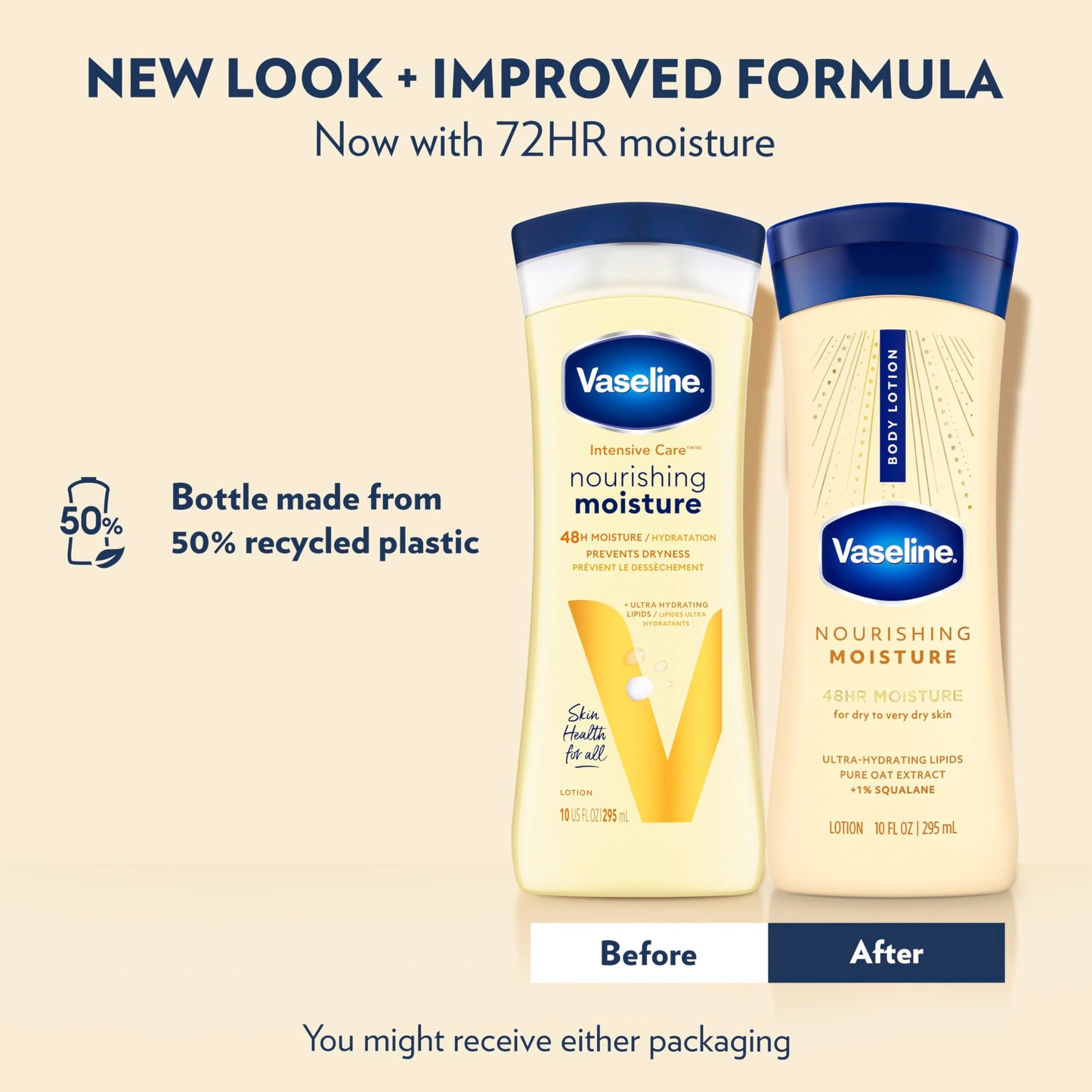 Vaseline Intensive Care Nourishing Moisture Body Lotion for Dry Skin, Lotion Made with Ultra-Hydrating Lipids + Pure Oat Extract for Nourished