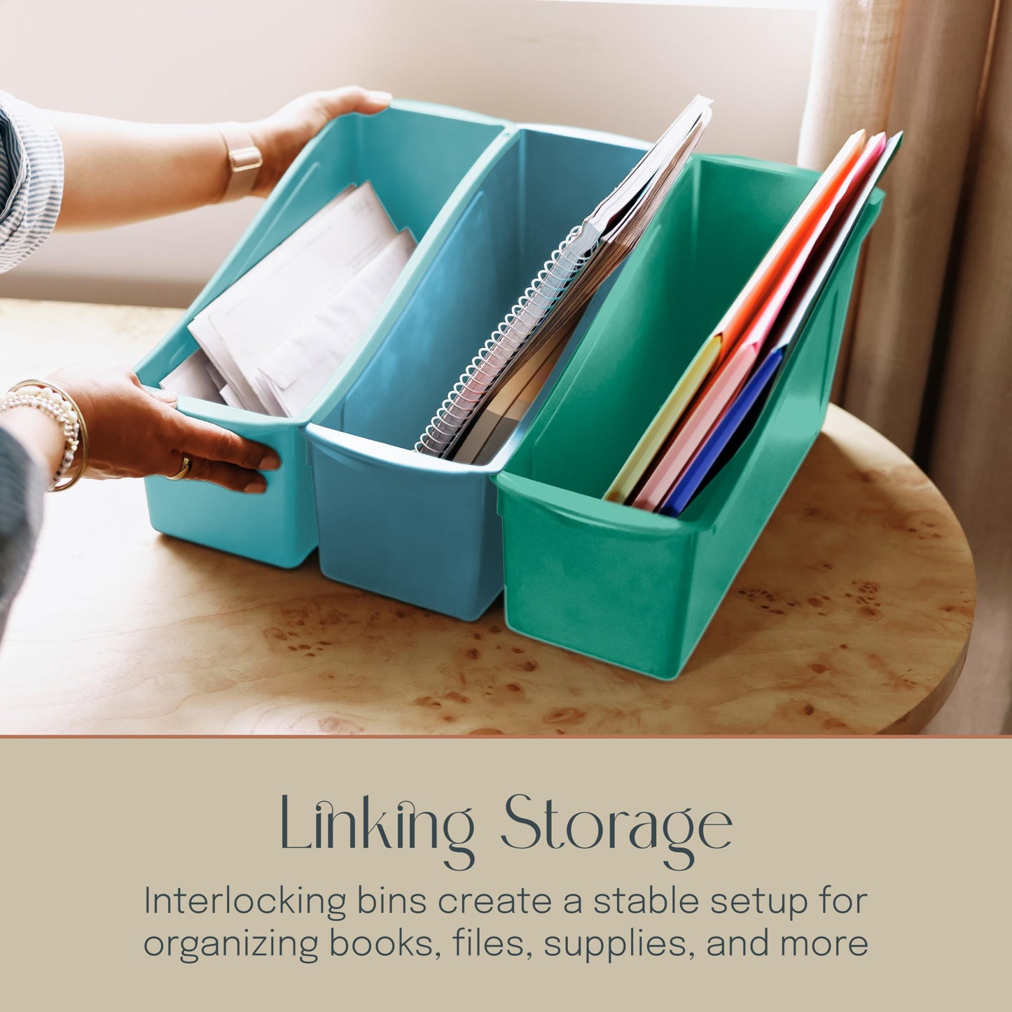 SVYP Linking Storage Bins, Book Bins, Contemporary, 10-Piece