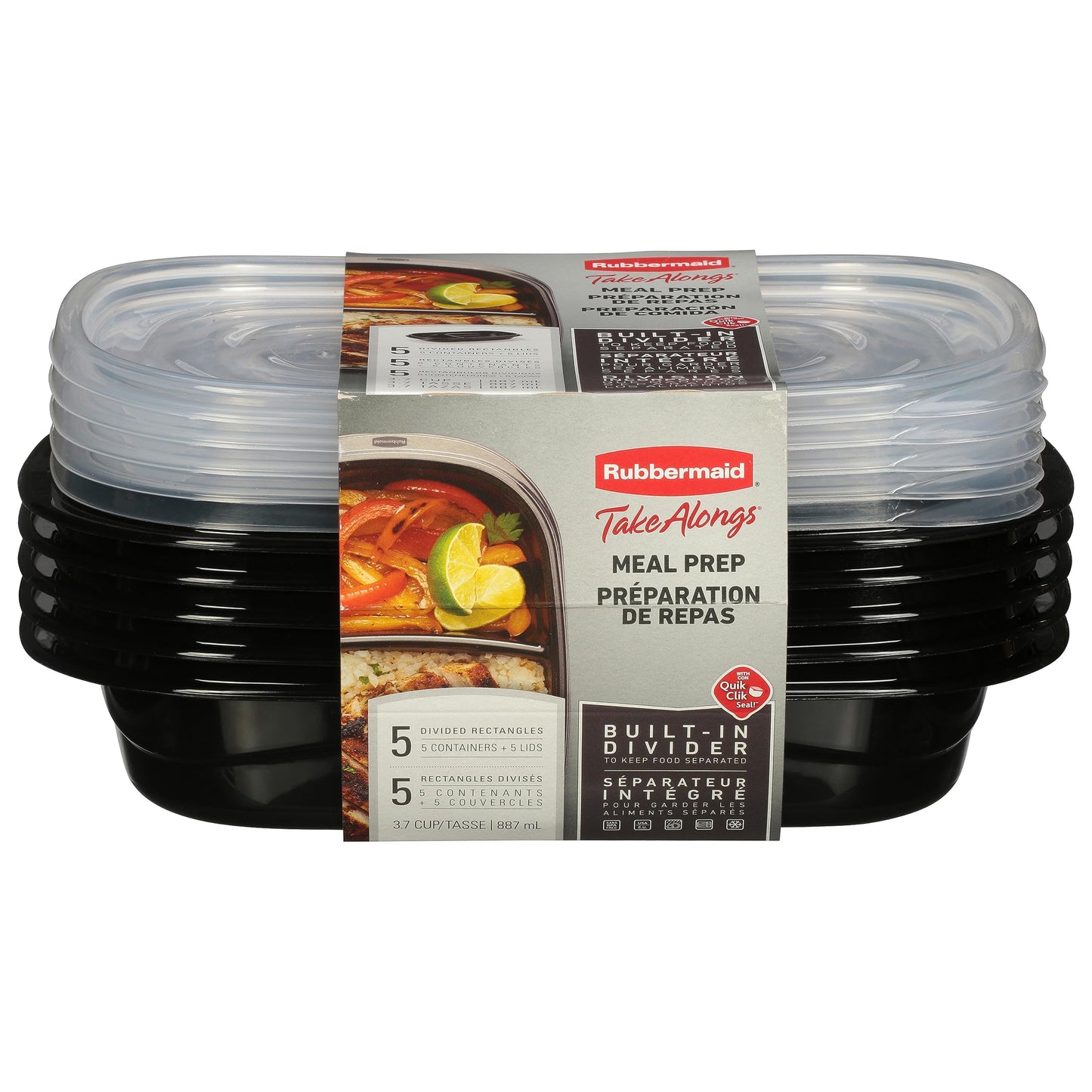 Rubbermaid Take Alongs 3.7 Cups Black Food Container and Lid 5 pk - Total Qty: 1