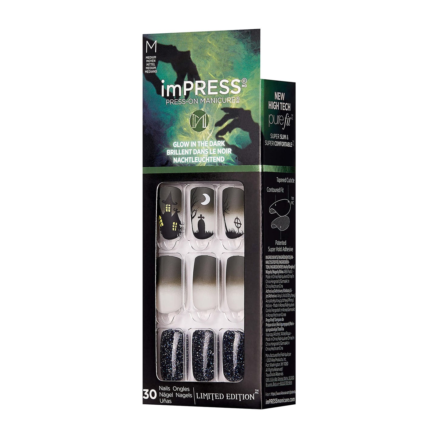 Kiss imPRESS Press on Manicure Halloween Nails - Waking the Witch, Medium Length, Square Shape, 30 Fake Nails Beauty & Personal Care KISS