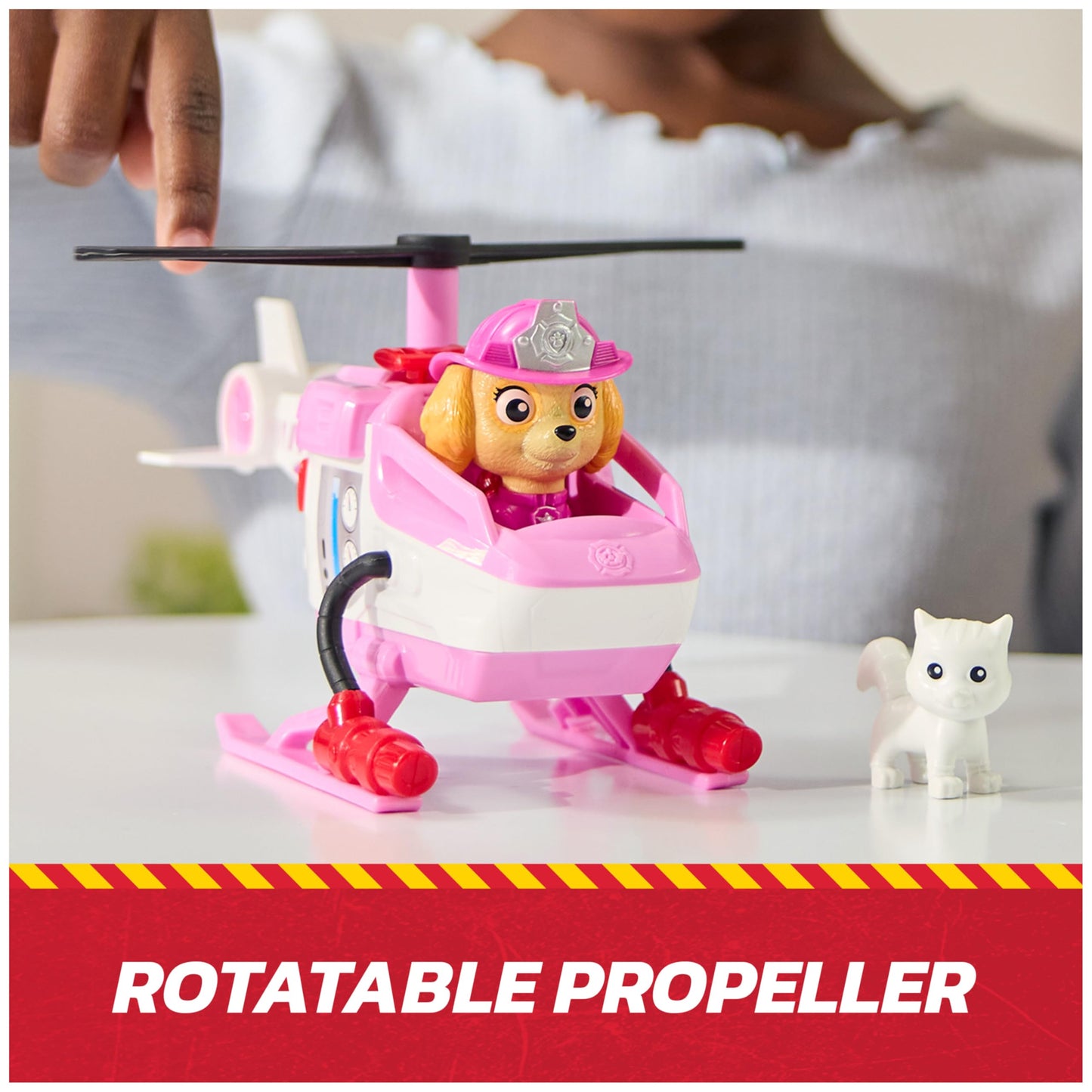 PAW Patrol Fire Rescue Skye Chopper – Toy Helicopter with Skye Figure & Kitty Friend, Action Playset for Kids Ages 3+