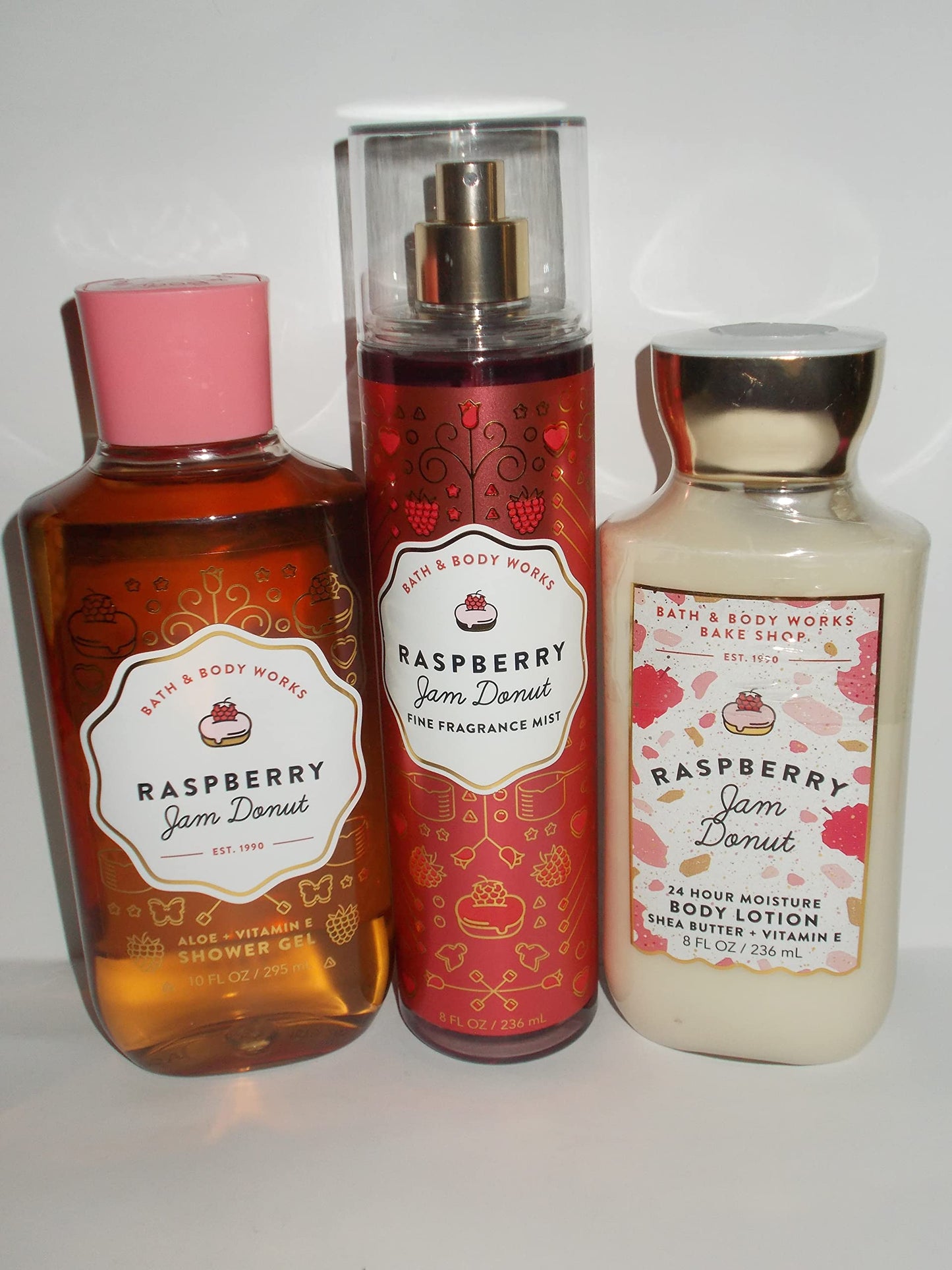 Bath and Body Works - Raspberry Jam Donut - Daily Trio - Spring - 2021 Beauty & Personal Care Bath & Body Works