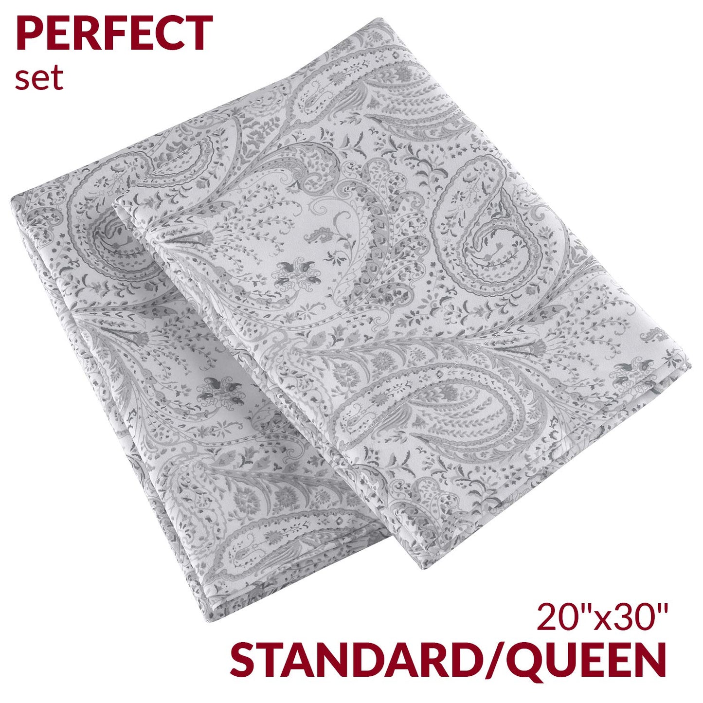 Mellanni Pillow Cases - Luxury, Extra Soft, Cooling Pillow Covers - 2 PC Iconic Collection Pillowcases - Envelope Closure (Standard/Queen 20" x 30",