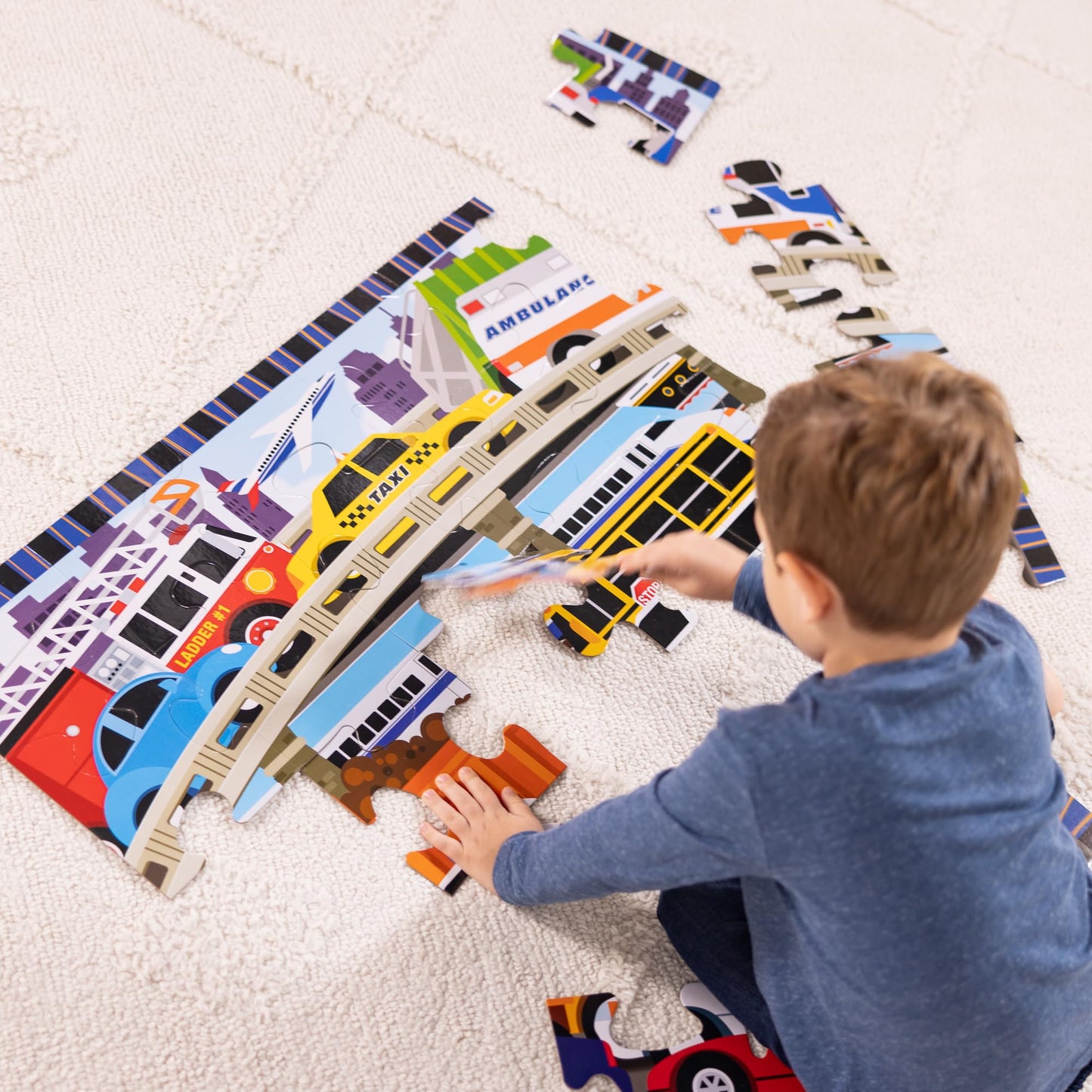 Melissa & Doug Traffic Jam Jumbo Jigsaw Floor Puzzle (24 pcs, 2 x 3 feet Long) - FSC Certified