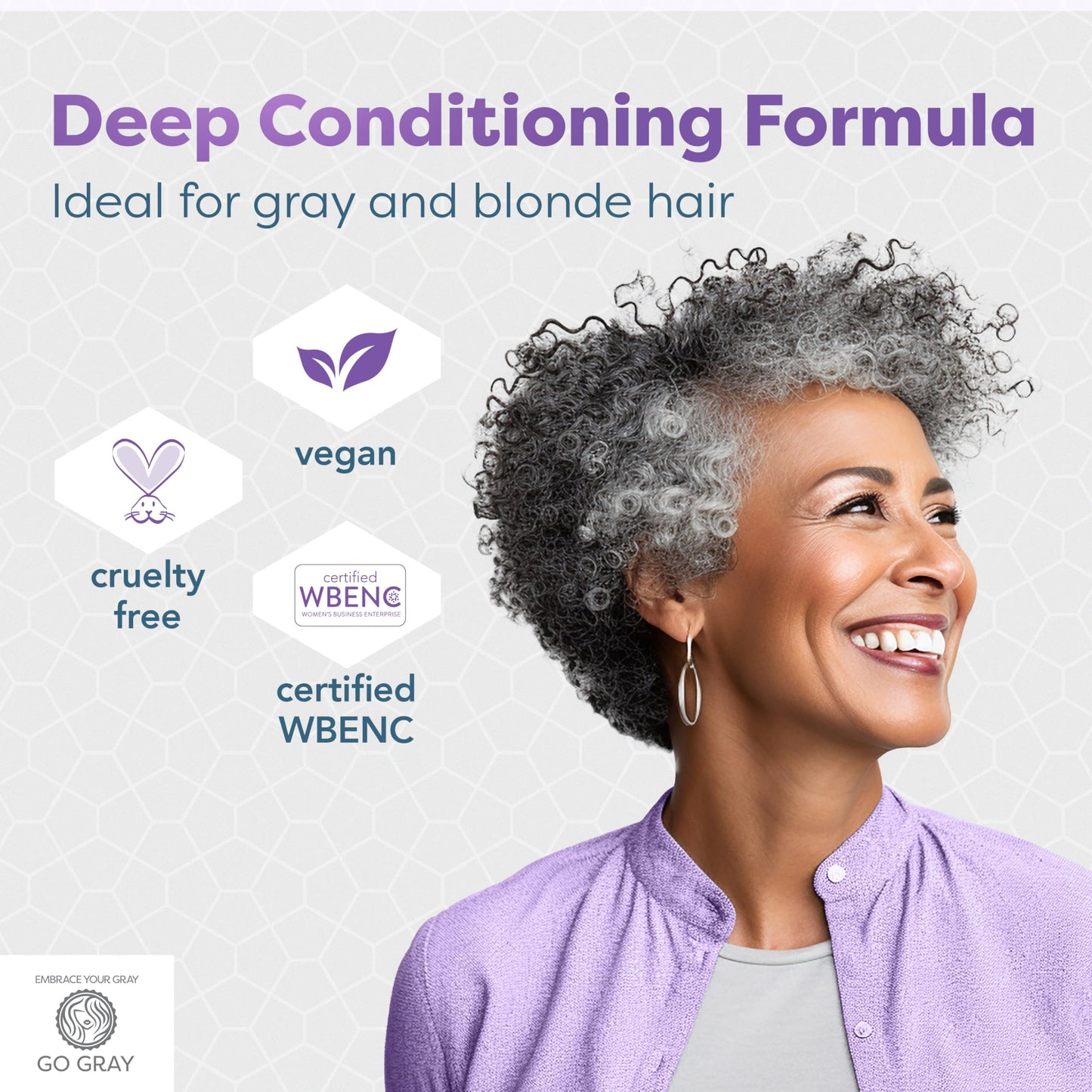 Go Gray Treatment System (Treat), Purple Toning Masque, 4 Packets, Purple Hair Mask Brightens, Tones, & Hydrates Gray and Silver Hair