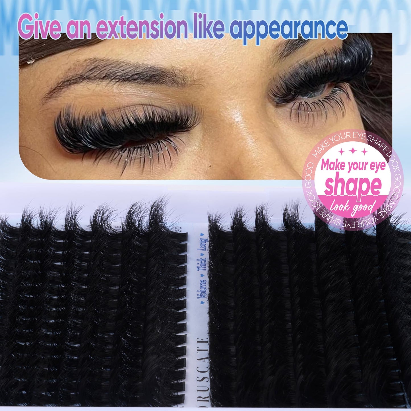 CORUSCATE Lash Clusters 160D+260D Eyelash Clusters 12-24mm Long Lash Extension Thick Cluster Eyelash Extensions Volume Strip Mink Lashes Cluster Beauty and Personal Care CORUSCATE