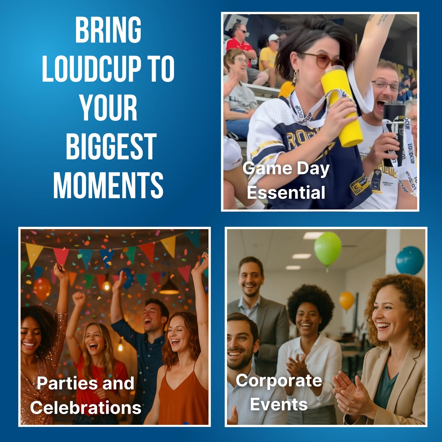 The LoudCup 23oz Reusable Water Bottle (Jet Black) | Sports Fan Cup, Football & Soccer Match Day Noise Maker, Travel Mug & Water Bottle - World’s…