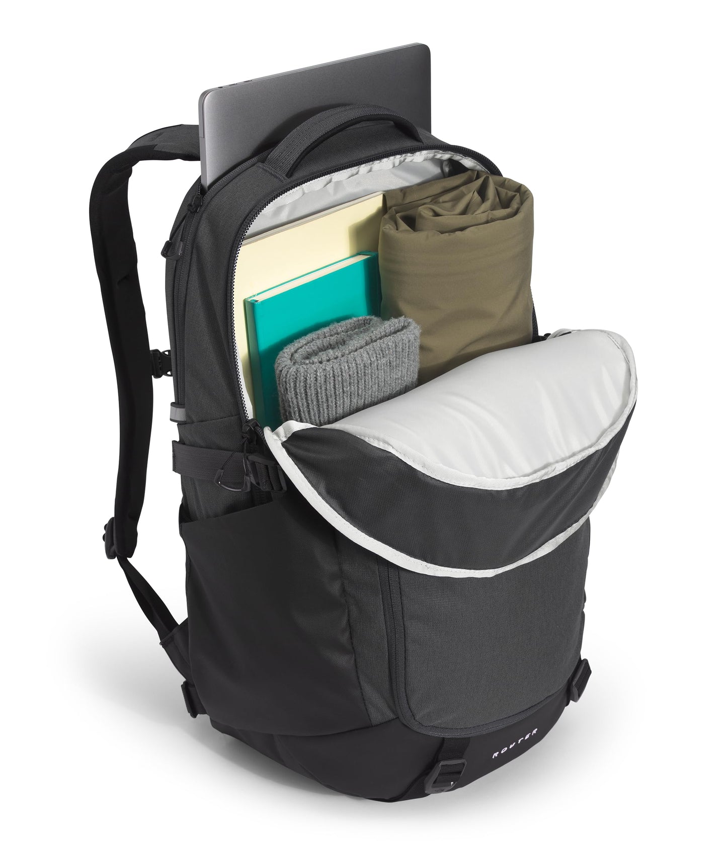 The North Face Router Everyday Laptop Backpack - Daypack, Water Repellent, 17" Laptop Sleeve, Reflective Details, Asphalt Grey Light Heather/TNF Black-NPF, One Size