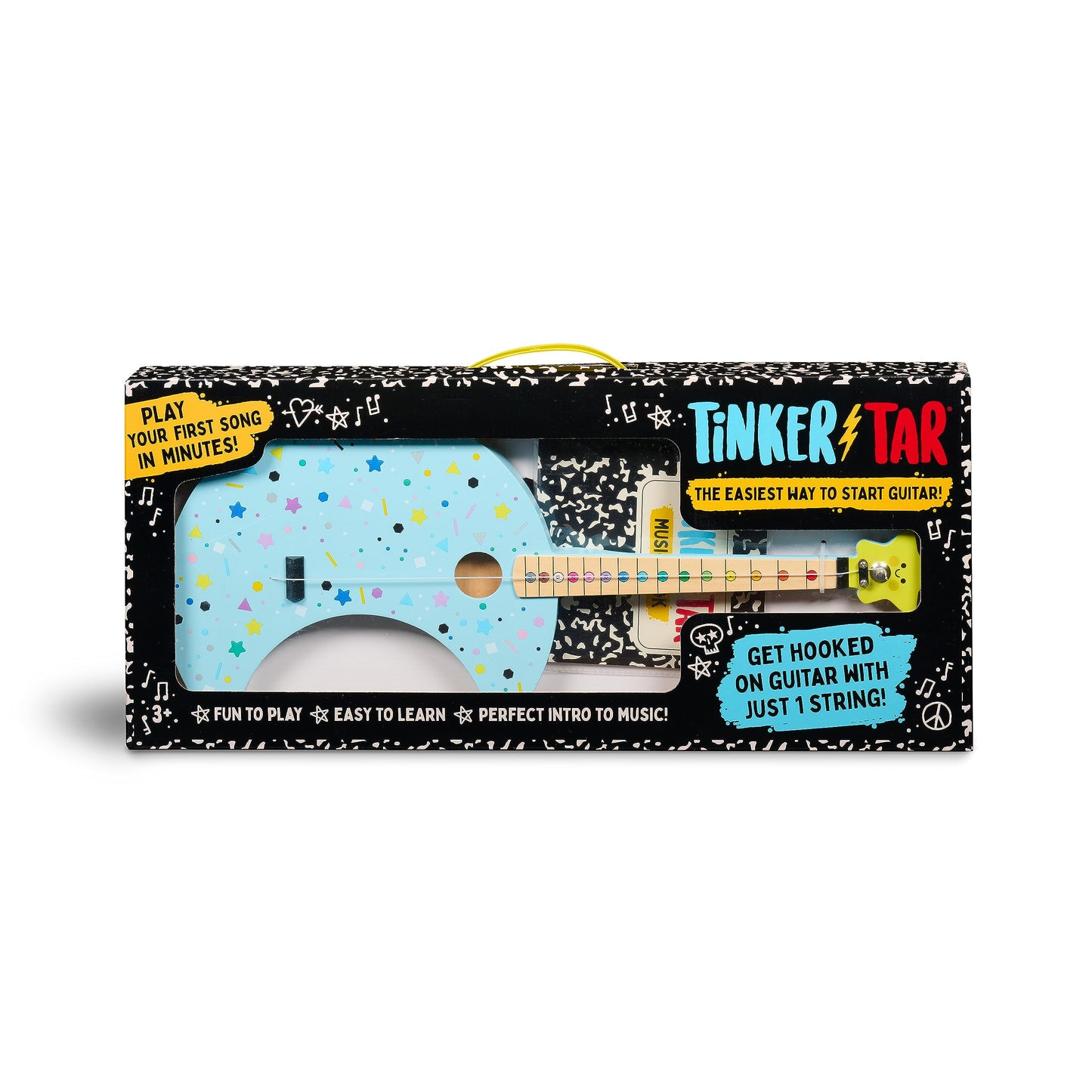 TinkerTar Moon Guitar – 1-String Wooden Toy Instrument for Kids, Easy Guitar Starter, Perfect Intro to Music Ages 3+, Buffalo Games