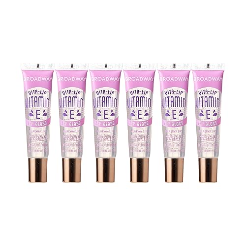 Ruby Kisses Broadway Vita-Lip Clear Lip Gloss (Vitamin E 6 Pack), Ultra-Hydrating & Soothing Formula with Multi-Vitamin Oils, High-Shine Non-Sticky