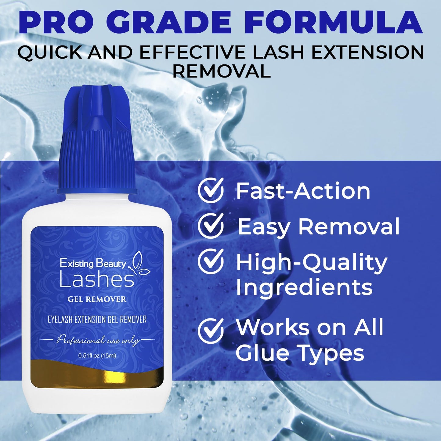 Eyelash Extension Remover and Lash Remover for Lash Extensions - Eyelash Glue Remover Dissolves Eyelash Extension Glue by Existing Beauty Lashes 15 ml