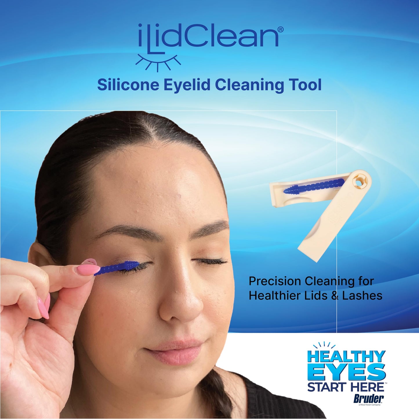 ILidClean Silicone Eyelid Cleaning Tool, Remove Lid Margin Debris Including Waxy Mascara Residue, Lash Gluesbiofilm, Makeup, Reusable, Compact…