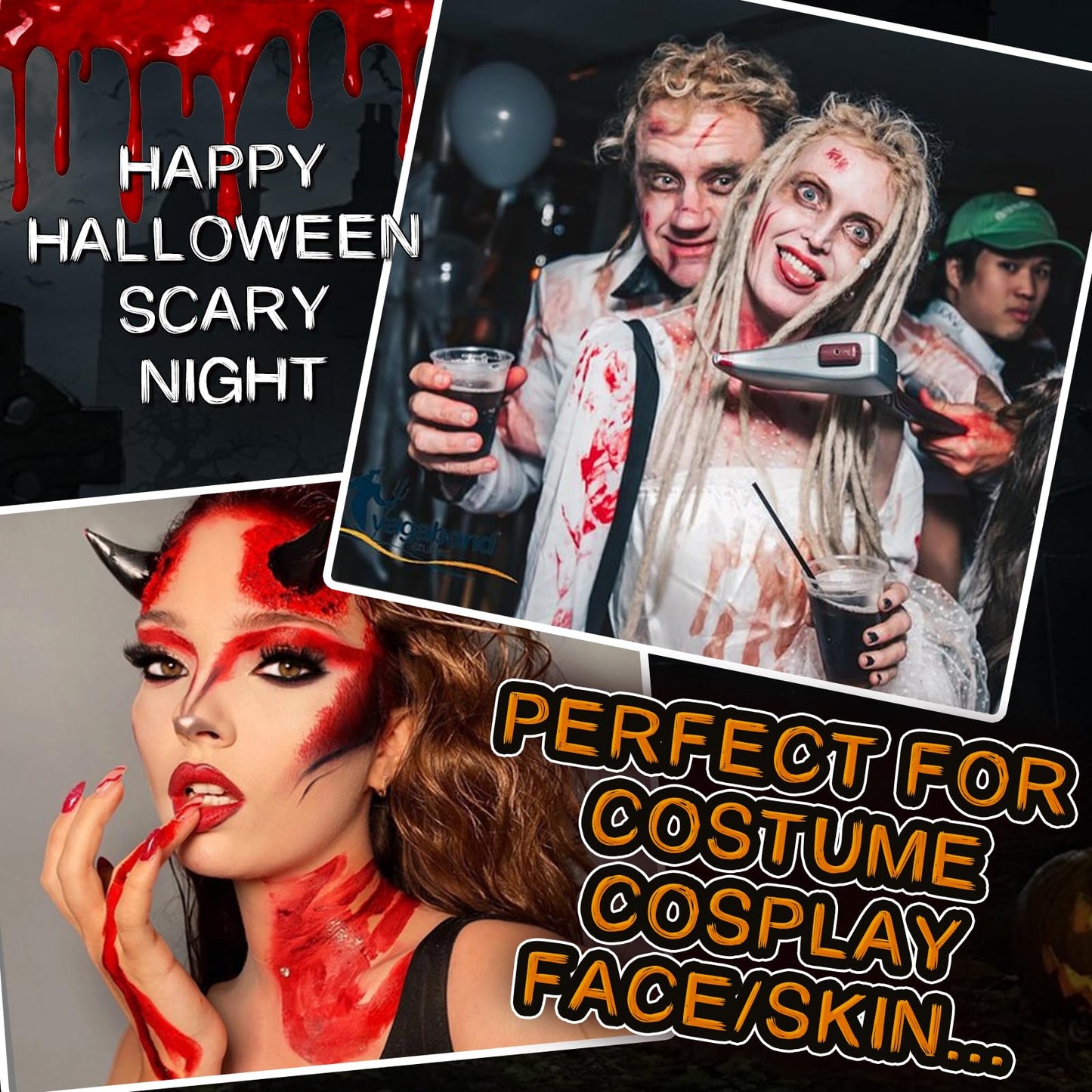 Halloween Fake Blood Spray, Washable Fake Blood Makeup, Halloween Realistic Fake Blood for Face Body Paint, Perfect for Vampire Makeup, Clown & Sfx