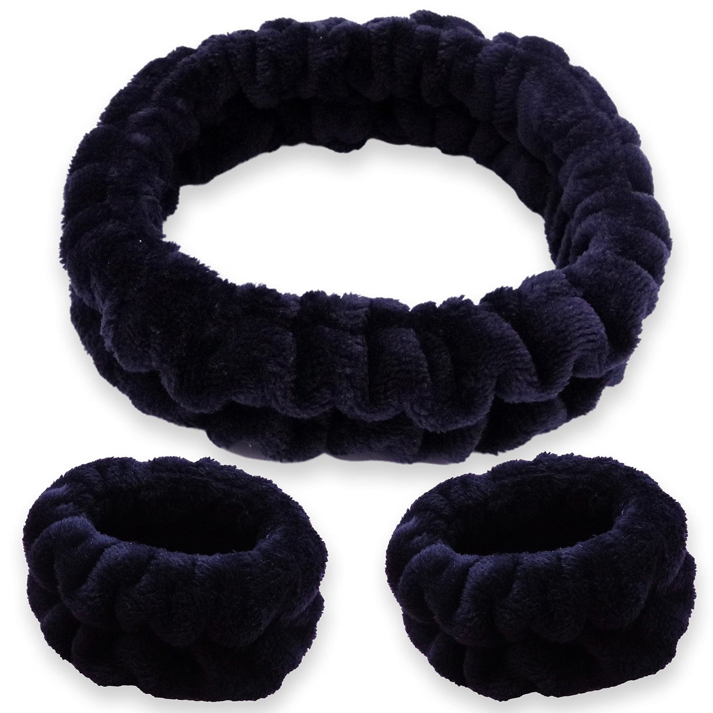 FROG SAC Puffy Spa Headband and Wristbands for Face Washing, Fuzzy Skincare Headbands for Women, Soft Makeup Skin Care Hair Accessories for Girls