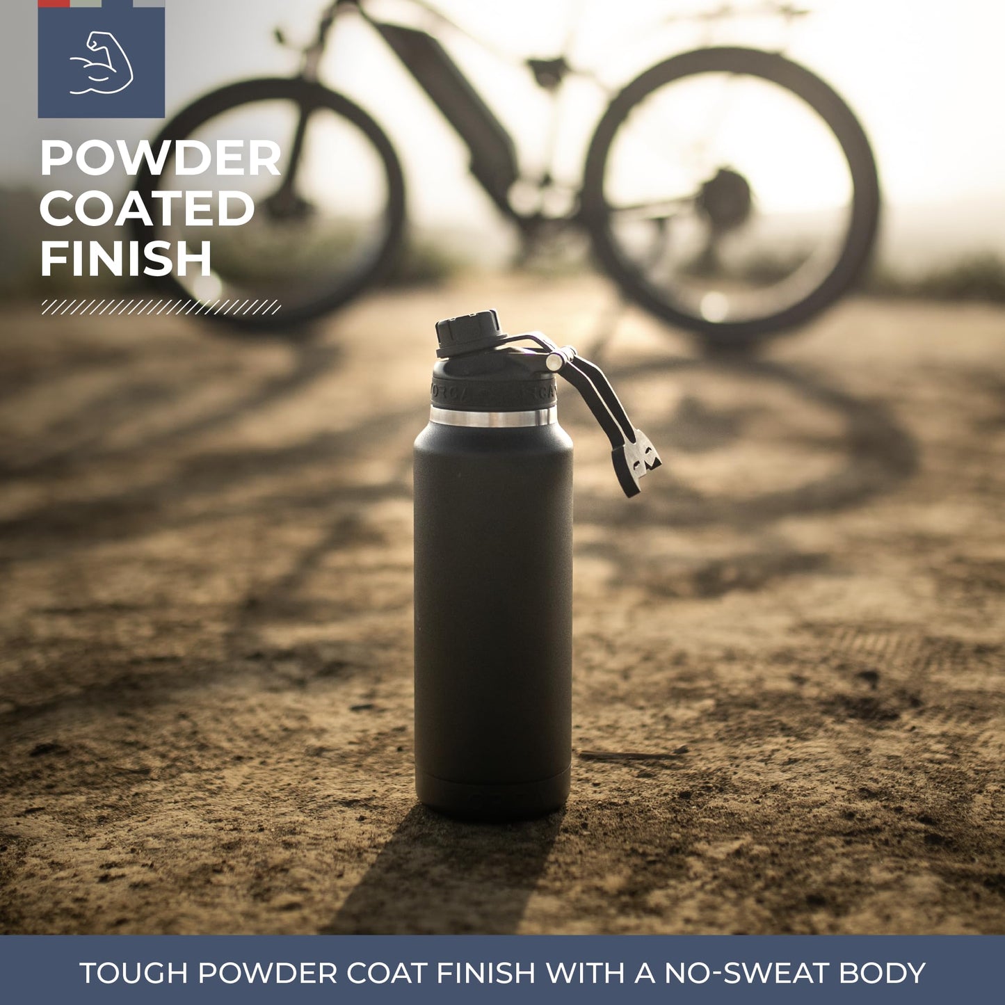 ORCA Hydra 34oz | Insulated, Stainless Steel Water Bottle with Powder Coat Finish & Silicone Grip Whale Tale Handle, Dishwasher Safe Sports Bottle