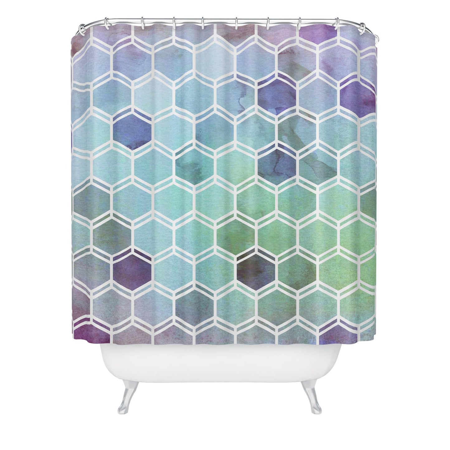 Society6 Shower Curtain - Bathroom Decor by Monika Strigel - Extra Long Fabric Shower Curtains for Bathroom, 71" x 74", Tweezy Ocean Blue