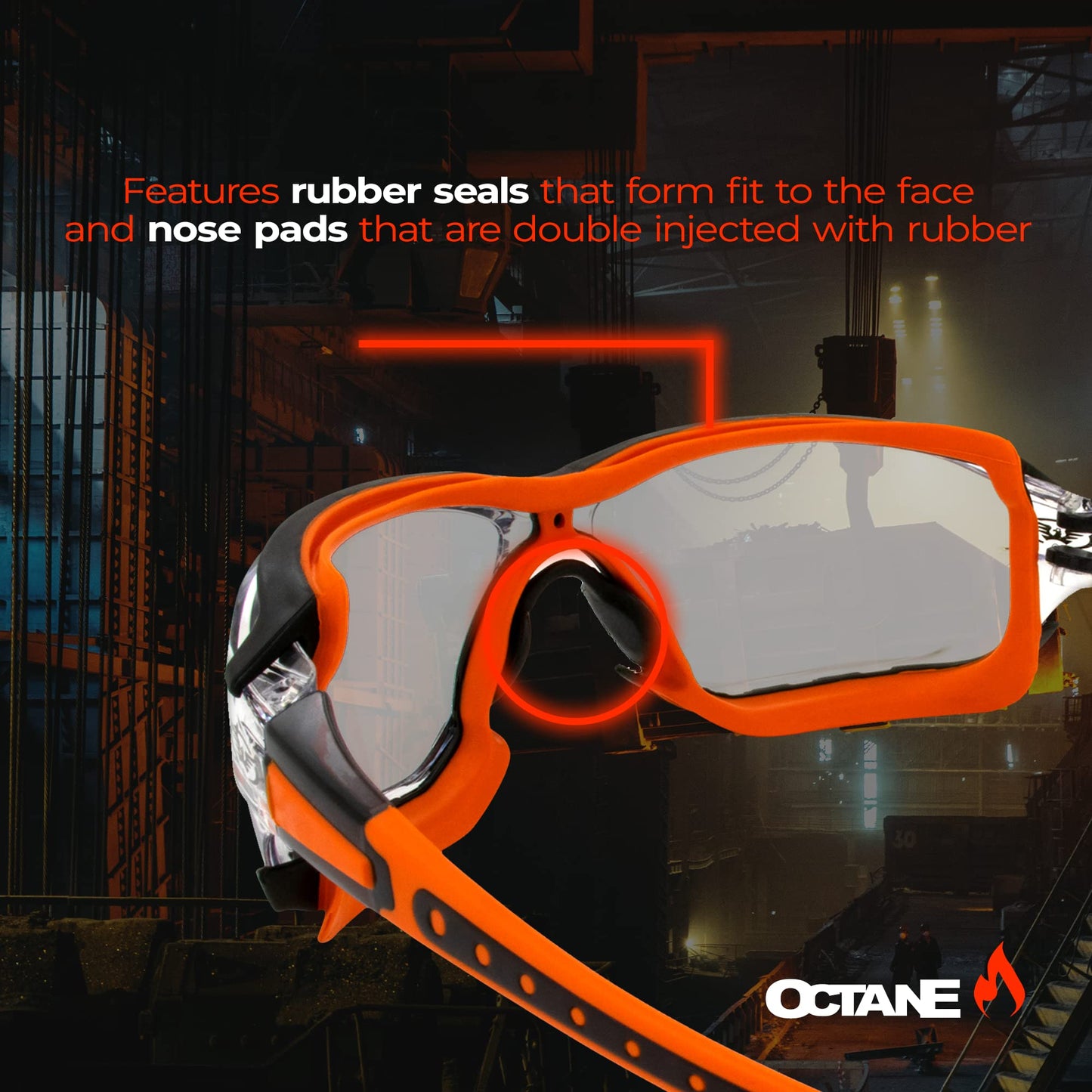 Global Vision Octane Anti-Fog Sport Motorcycle Sunglasses Orange Frame w/Clear Lenses